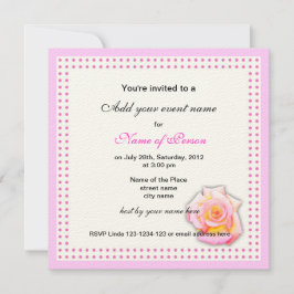 roze en roze stippen all party uitnodiging