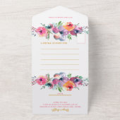 Roze en roze Waterverf, babymeisjesdouche All In One Uitnodiging (Buitenkant)