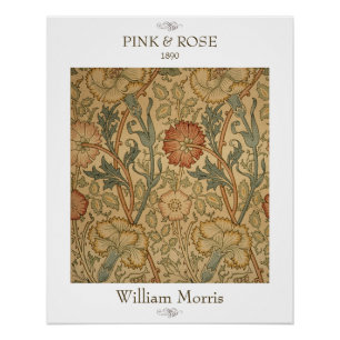 Roze en roze William Morris bloemige muurprint Perfect Poster