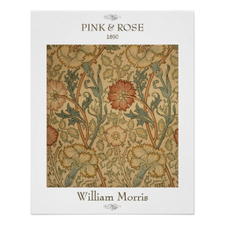 Roze en roze William Morris bloemige muurprint Perfect Poster