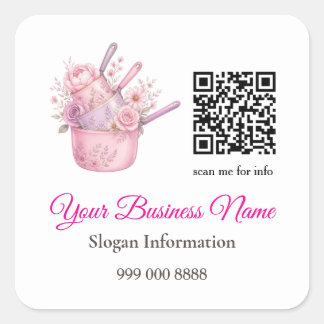 Roze en Rozen Catering Bedrijfs QR Code Sticker