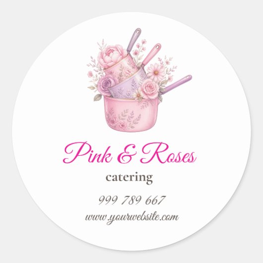 Roze en Rozen Catering Bedrijfsmerk Sticker (Voorkant)