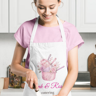 Roze en Rozen Catering Bedrijfsmerk Sticker Schort