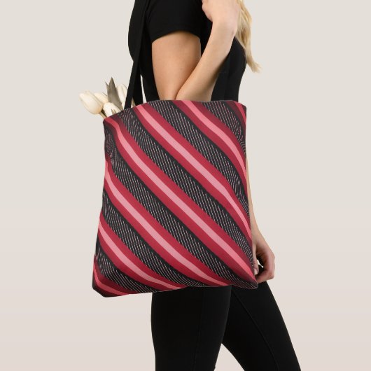 Roze en Ruby diagonale streep Tote Bag (Dichtbij)
