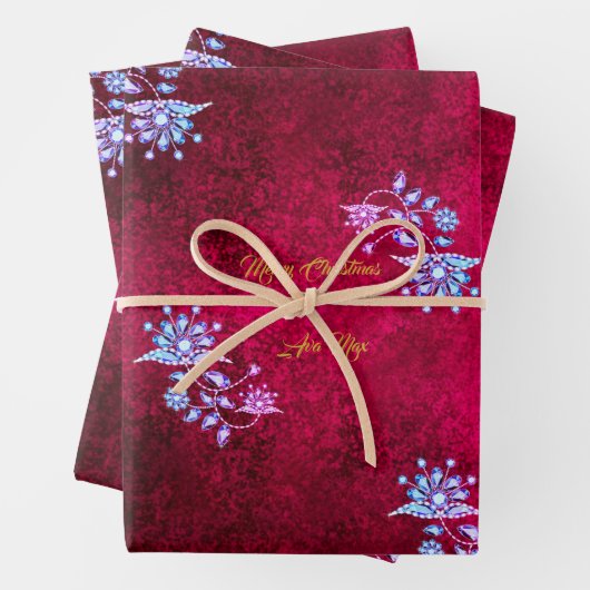 Roze en ruby Merry kerstvakantiezegeningen Inpakpapier Vel (In situ)