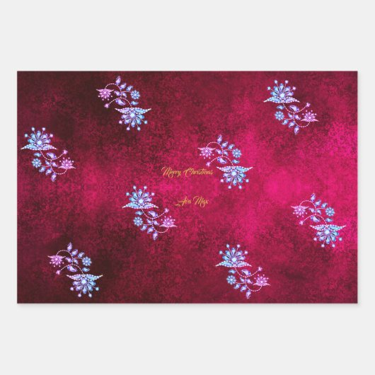 Roze en ruby Merry kerstvakantiezegeningen Inpakpapier Vel (Voorkant)