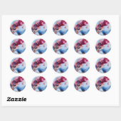 Roze en saffiermarmer met gouden aders ronde sticker (Vel)