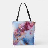 Roze en saffiermarmer met gouden aders tote bag (Achterkant)