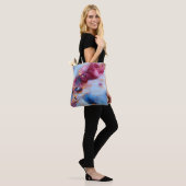 Roze en saffiermarmer met gouden aders tote bag (Op model)