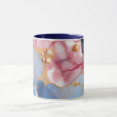 Roze en saffiermarmer met gouden parels mok (Midden)