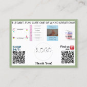 Roze en Sage Bedrijfsfoto's QR-codes 3,5 x 2,5 Visitekaartje (Achterkant)