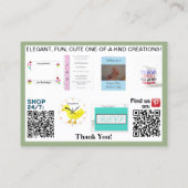 Roze en Sage Bedrijfsfoto's QR-codes 3,5 x 2,5 Visitekaartje (Achterkant)