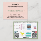 Roze en Sage Bedrijfsfoto's QR-codes 3,5 x 2,5 Visitekaartje (Voorkant / Achterkant)