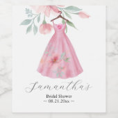 Roze en Sage Blue Floral Vrijgezellenfeest Thema's Wijn Etiket (Enkel label)