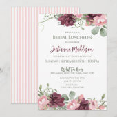 Roze en Sage Floral Bridal Luncheon Kaart (Voorkant / Achterkant)