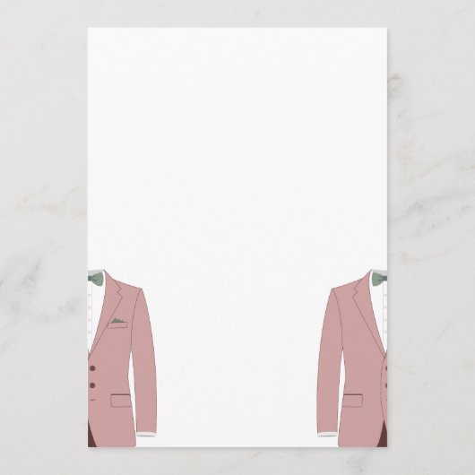 Roze en Sage Gay Bruiloft Menu Kaarten (Achterkant)