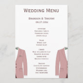 Roze en Sage Gay Bruiloft Menu Kaarten (Voorkant)