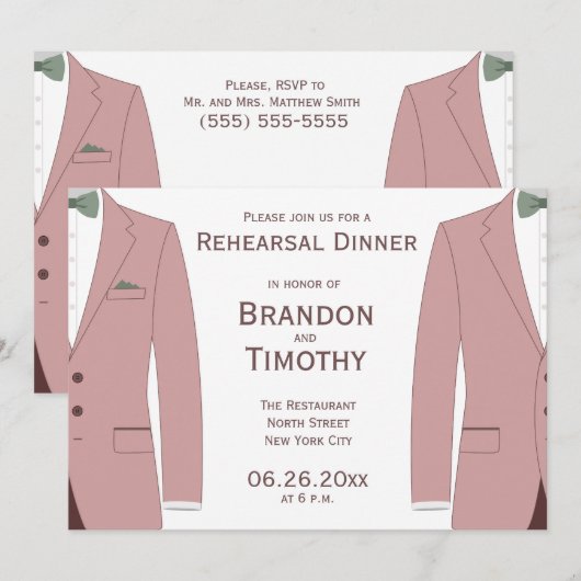 Roze en Sage Gay Huwelijksrepetities Kaart (Voorkant / Achterkant)