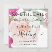 Roze en Sage Green Bloemen Huwelijk Save The Date (Voorkant)