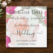 Roze en Sage Green Bloemen Huwelijk Save The Date