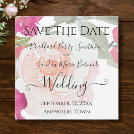 Roze en Sage Green Bloemen Huwelijk Save The Date