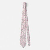 Roze en Sage Green Floral Pattern Stropdas (Voorkant)