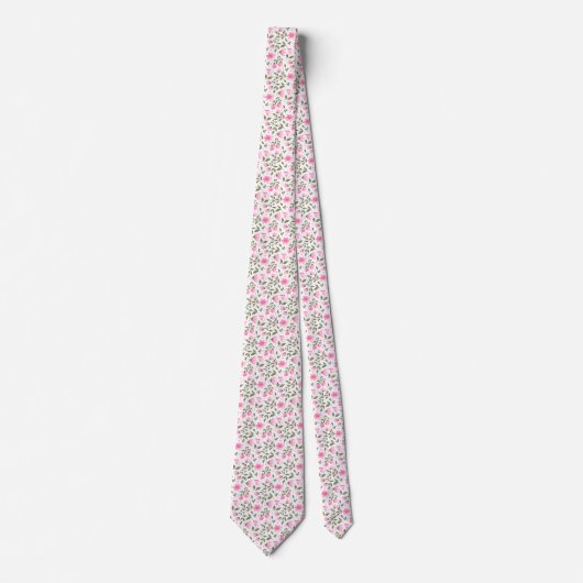 Roze en Sage Green Floral Pattern Stropdas (Voorkant)
