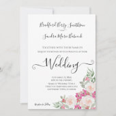 Roze en Sage Green Floral Wedding-uitnodiging Kaart (Voorkant)