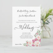 Roze en Sage Green Floral Wedding-uitnodiging Kaart (Staand voorkant)