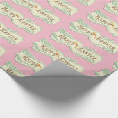 Roze en Sage Green Happy Easter Gift Wrap Cadeaupapier (Hoek)