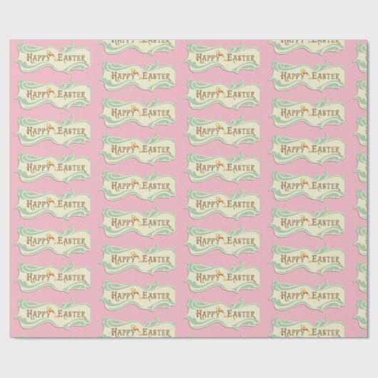 Roze en Sage Green Happy Easter Gift Wrap Cadeaupapier (Vlak)