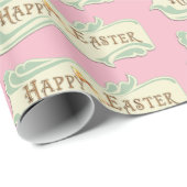 Roze en Sage Green Happy Easter Gift Wrap Cadeaupapier (Rol Hoek)