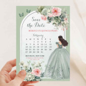 Roze en Sage Green Quince Kalender Sla de datum op Kaart