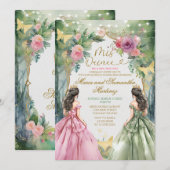 Roze en Sage Green Twin Koninklijke Prinses Mis Qu Kaart (Voorkant / Achterkant)