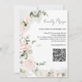 Roze en Sage Groene Bloemen QR Code Bruiloft Kaart (Achterkant)