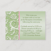 Roze en Sage Groene Damast Behuizing Kaart (Achterkant)