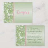 Roze en Sage Groene Damast Behuizing Kaart (Voorkant / Achterkant)