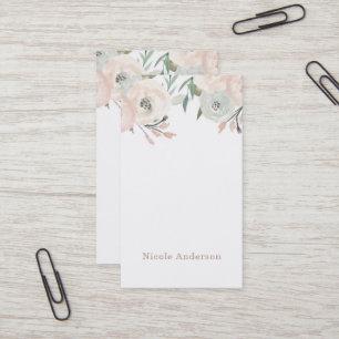 Roze en Sage Mint Green Modern Floral Chic Elegant Visitekaartje