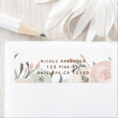 Roze en Sage Mint Green Modern Floral Shabby Chic Etiket (Insitu)