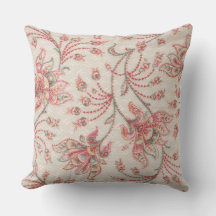 Roze en Salie Bloemen op Ivoor Sierkussen