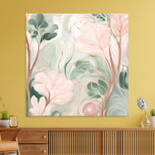 Roze en saliegroen (2) AI-kunst Canvas Afdruk (Insitu (Woonkamer))