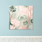 Roze en saliegroen (2) AI-kunst Canvas Afdruk (Insitu (Houten vloer))