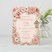 Roze en Saliegroen Housewarming Kaart (Staand voorkant)