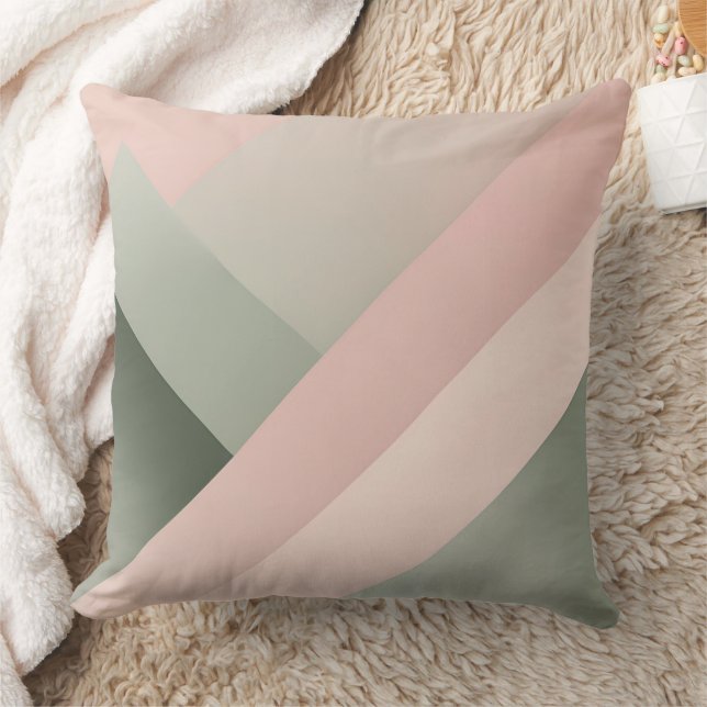Roze en saliegroene AI-kunst  Kussen (Deken)