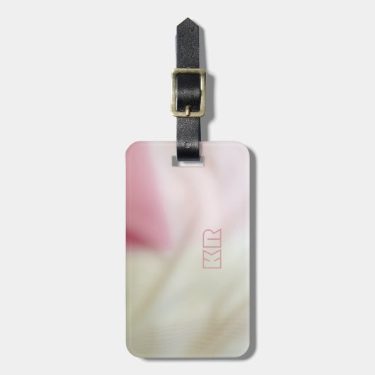 Roze en satijnsstof met uw initialen bagagelabel (Voorkant verticaal)