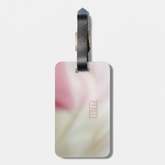 Roze en satijnsstof met uw initialen bagagelabel (Achterkant verticaal)