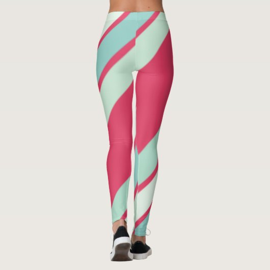 Roze en schaduwen van lichtblauwe strepen leggings (Achterkant)