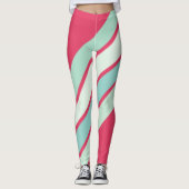 Roze en schaduwen van lichtblauwe strepen leggings (Voorkant)