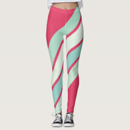 Roze en schaduwen van lichtblauwe strepen leggings