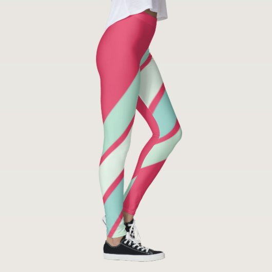 Roze en schaduwen van lichtblauwe strepen leggings (Rechts)
